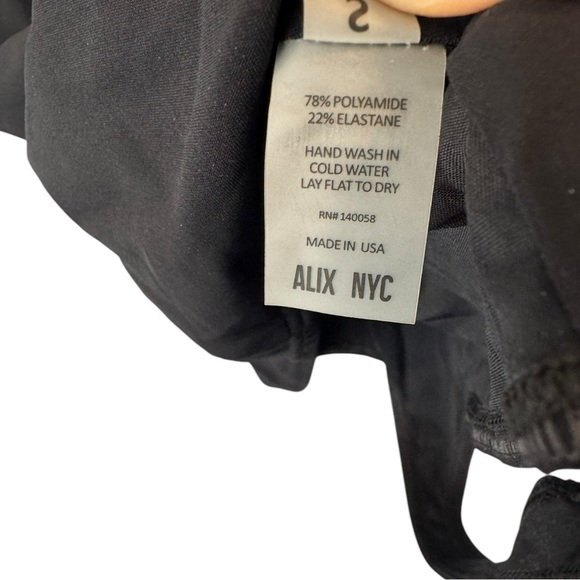 Alix Nyc Dorest Asymmetrical Neckline Cutout Bodysuit Small Black - Picture 9 of 9